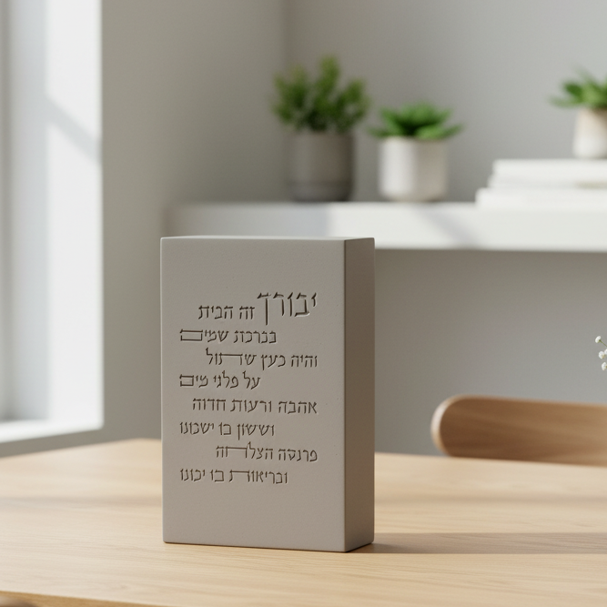 Modern Concrete Jewish Home Blessing in Hebrew – Core Series
