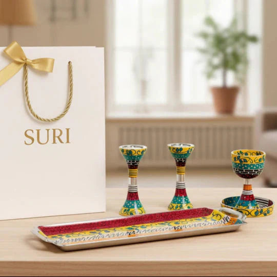 Modern Handcrafted Enamel Judaica Masterpiece – Premium Shabbat Series