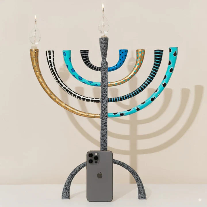 Artistic Hand-Crafted Enamel Menorah – The Classic Premium Series