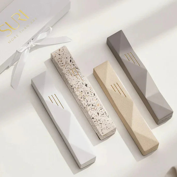 Sculpted Concrete Mezuzah with Gold Engraving – Wave Series