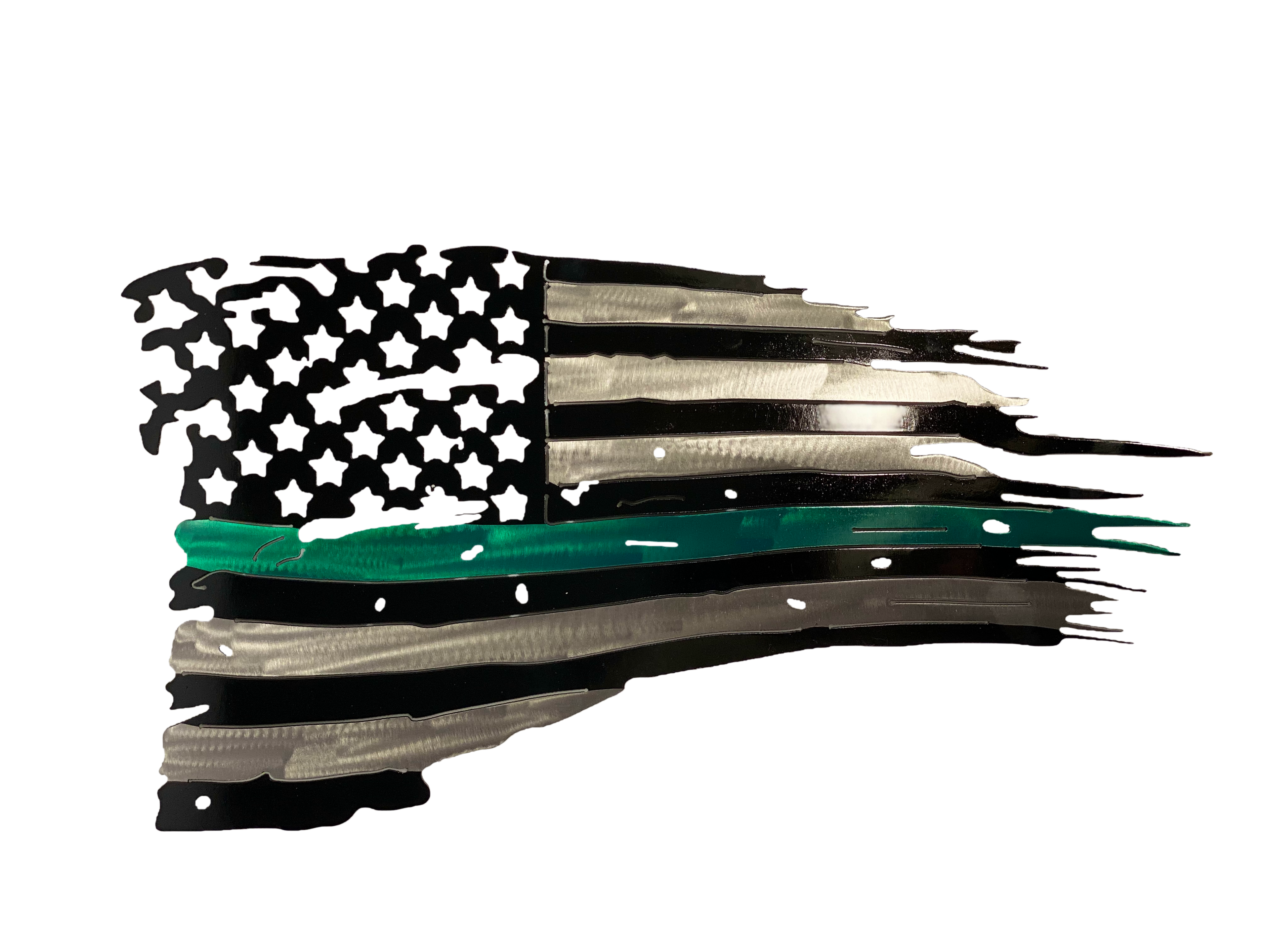 Tattered Thin Green Line Distressed American Flag For Military