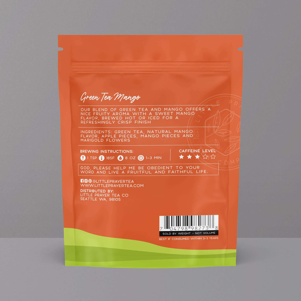 Bible Verse Tea "Serve The Lord" Green Tea With Mango
