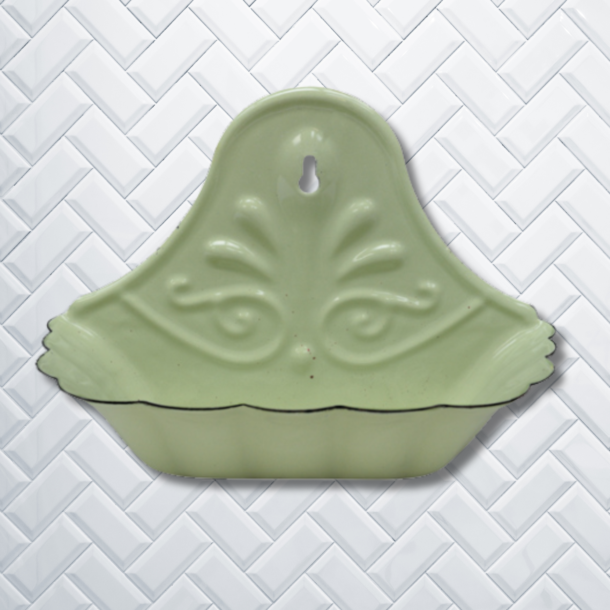 Green Retro Enamel Soap Dish
