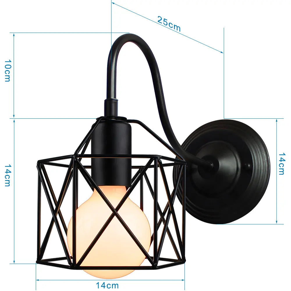 DecorBites™ Iron Cage Guard Wall Sconce Vintage LED Light for Indoor Lighting