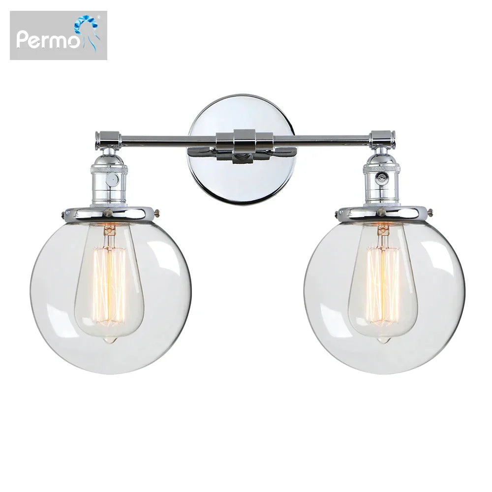 DecorBites™ Glass Ball Globe Wall Light for Retro Home Decor - Double Heads E27 Sconce