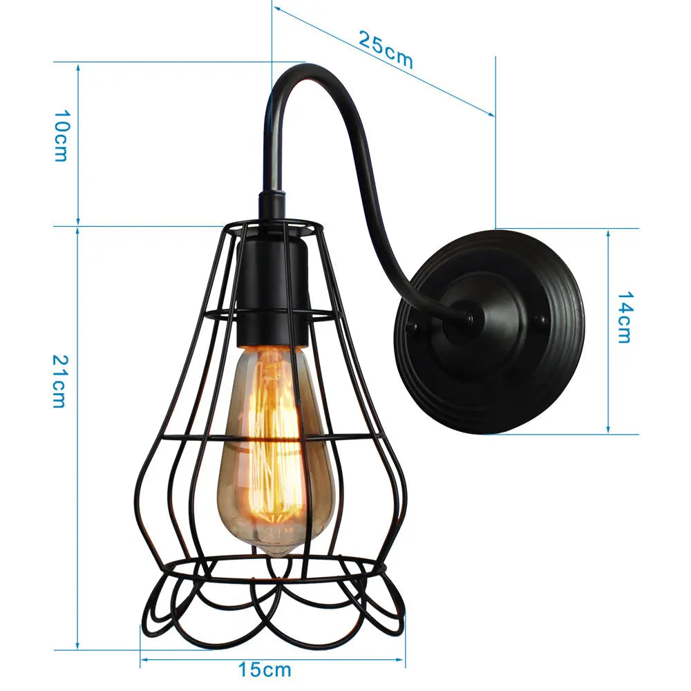DecorBites™ Iron Cage Guard Wall Sconce Vintage LED Light for Indoor Lighting