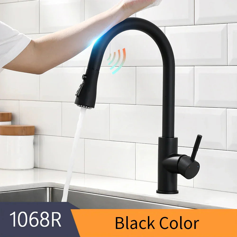 DecorBites™ Gold Sensor Kitchen Faucet Stainless Steel Smart Touch Control Sink Tap