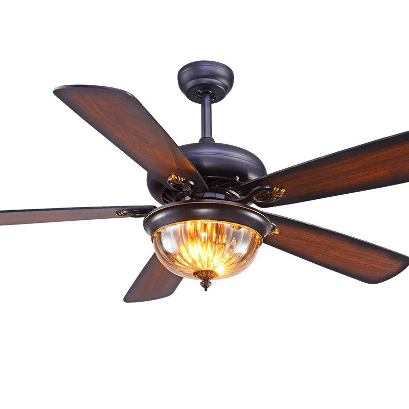DecorBites™ 52-inch Tiffany Ceiling Fan Light with Remote Control and Wood Leaf Design