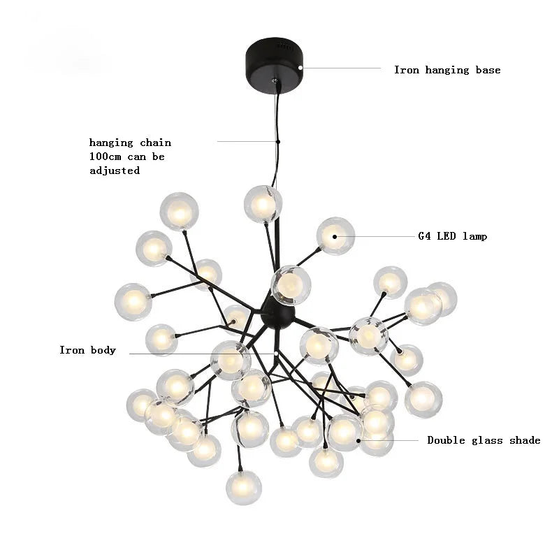 DecorBites™ LED Firefly Sputnik Chandelier: Stylish Tree Branch Ceiling Lamp