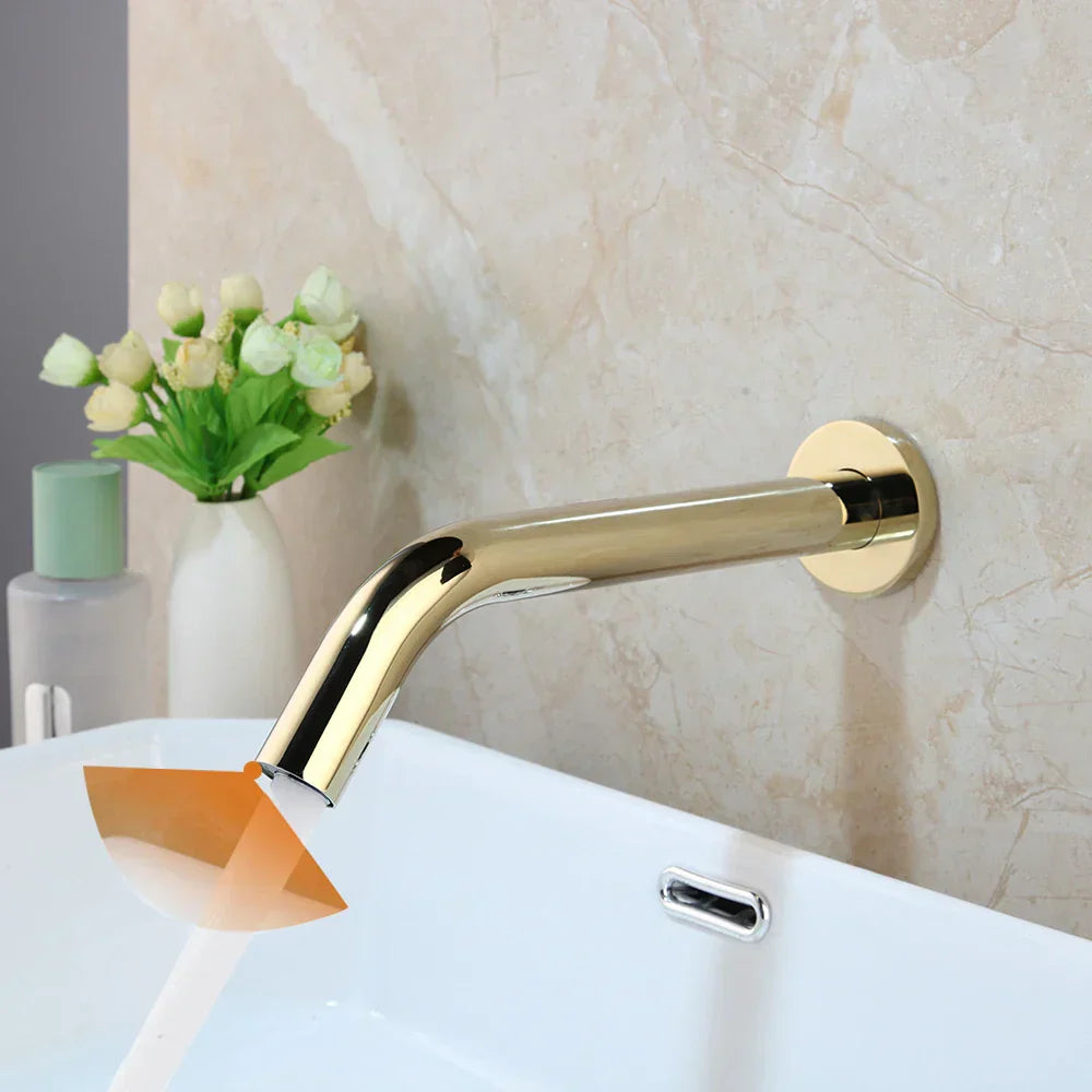 DecorBites™ Black Chrome Sensor Bathroom Sink Mixer Tap Faucet – Wall Mount Automatic Touch