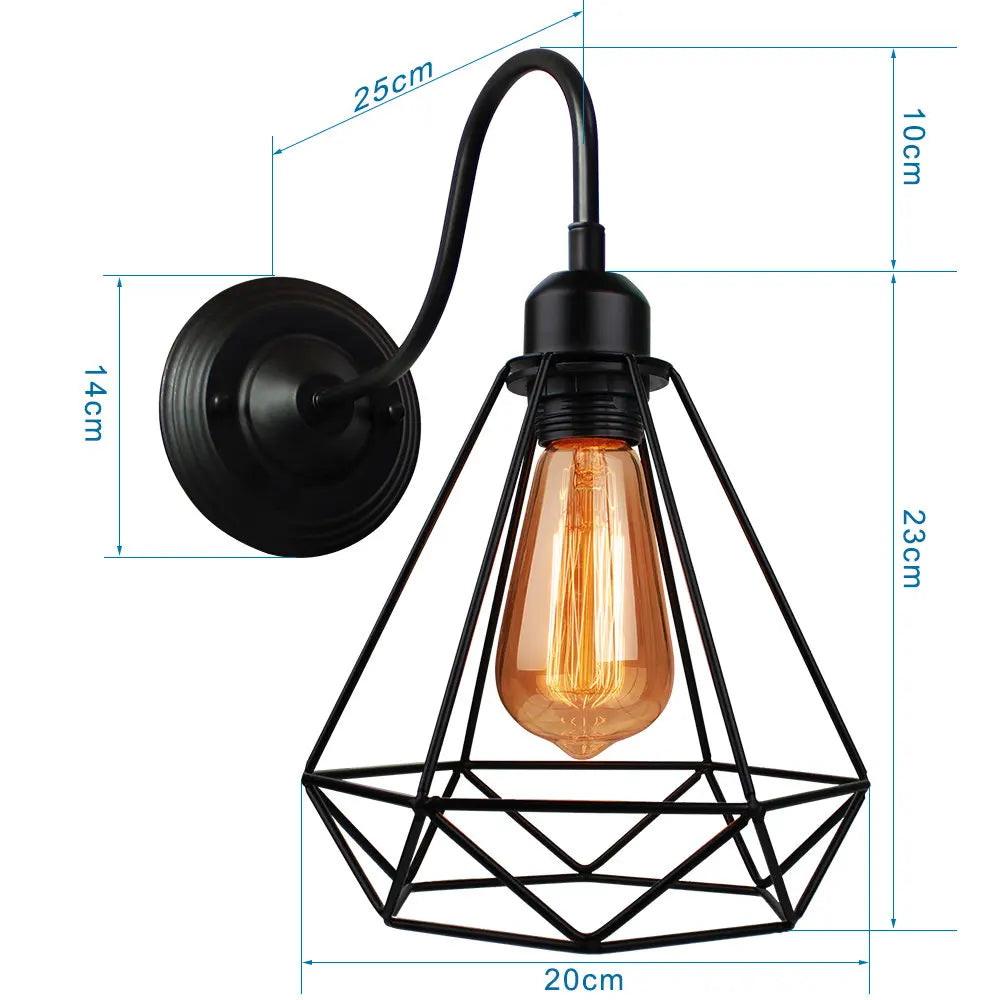 DecorBites™ Iron Cage Guard Wall Sconce Vintage LED Light for Indoor Lighting