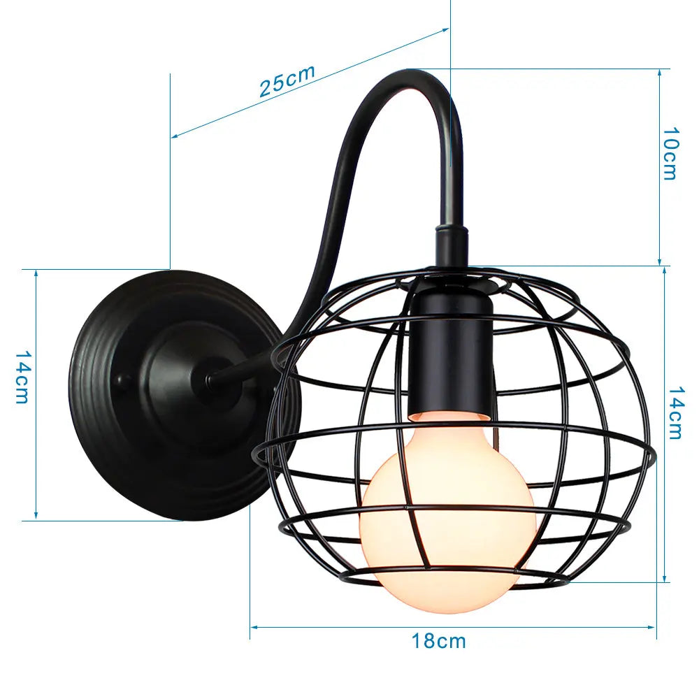DecorBites™ Iron Cage Guard Wall Sconce Vintage LED Light for Indoor Lighting