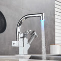 DecorBites™ Dual Spout Black Kitchen Faucet with Pull Out Spray Mixer