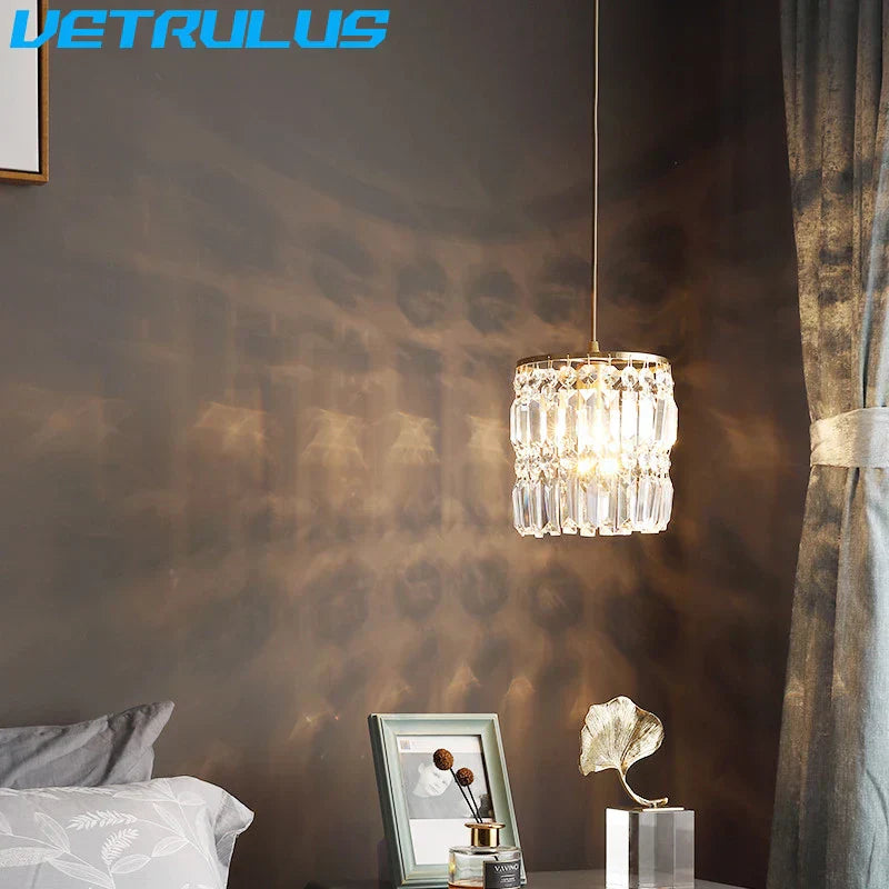 DecorBites™ Crystal Copper LED Chandelier Pendant Light Modern Luxury Ceiling Lamp
