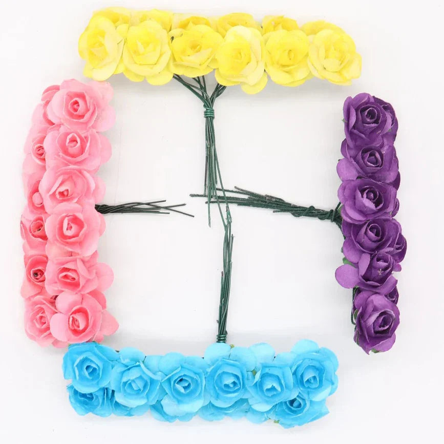DecorBites™ 144pcs 2cm Artificial Paper Flowers for Wedding DIY Decoration