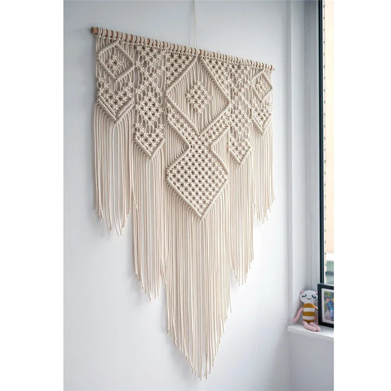 DecorBites™ Large Hand-Woven Macrame Tapestry with Tassels
