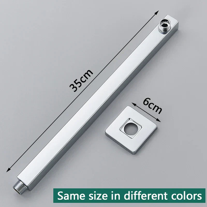 DecorBites™ Gold Stainless Steel Shower Arm & Head Holder Wall Mount Fixed Pipe