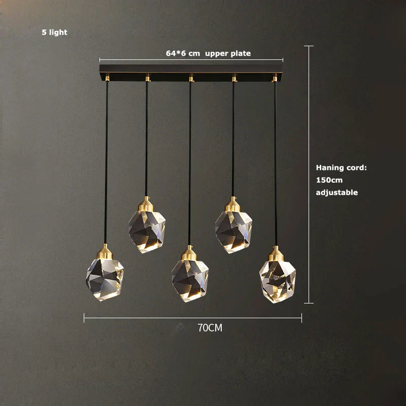 DecorBites™ Crystal Copper Black LED Chandelier for Dinning Room