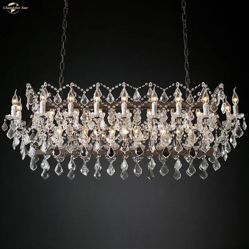 DecorBites™ Iron Crystal LED Chandelier: 19th Century Style Kitchen Pendant Light