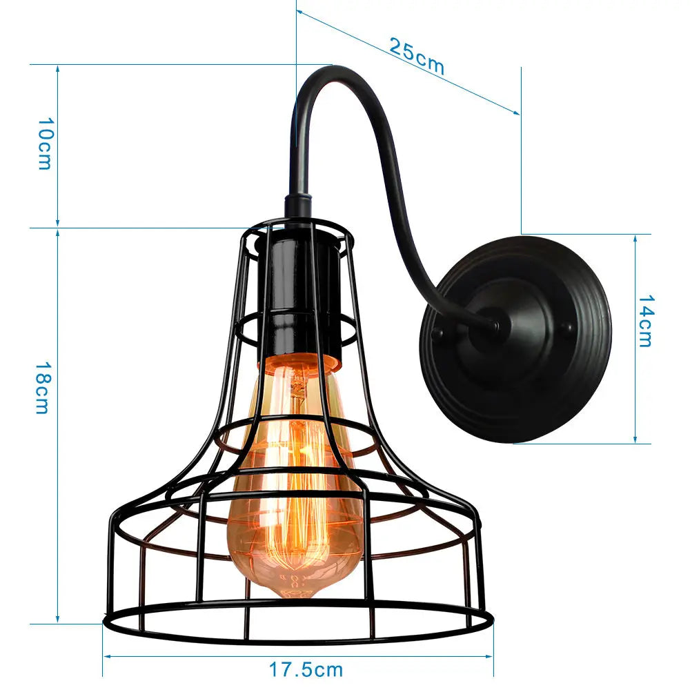 DecorBites™ Iron Cage Guard Wall Sconce Vintage LED Light for Indoor Lighting