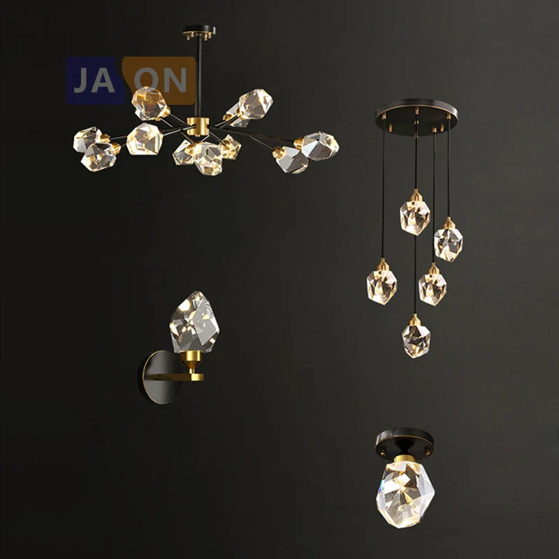 DecorBites™ Crystal Copper Chandelier Lighting for Dinning Room