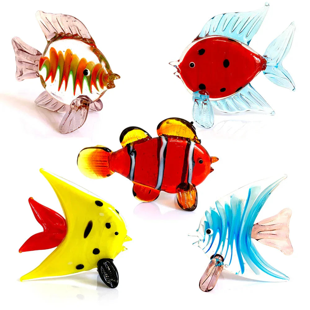 DecorBites™ Crystal Glass Tropical Fish Figurines | Hand Blown Modern Home Decor