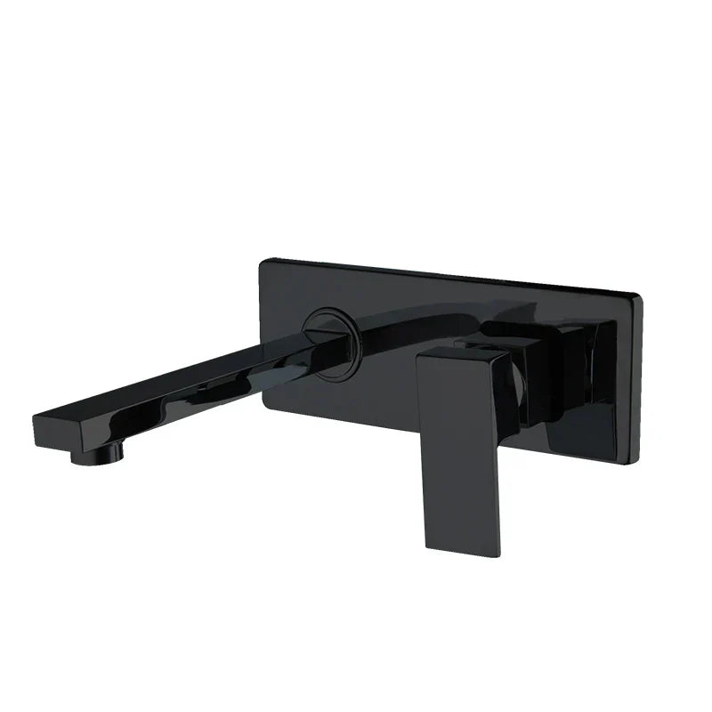 DecorBites™ Black Wall Mounted Basin Faucet Solid Brass Hot Cold Mixer.