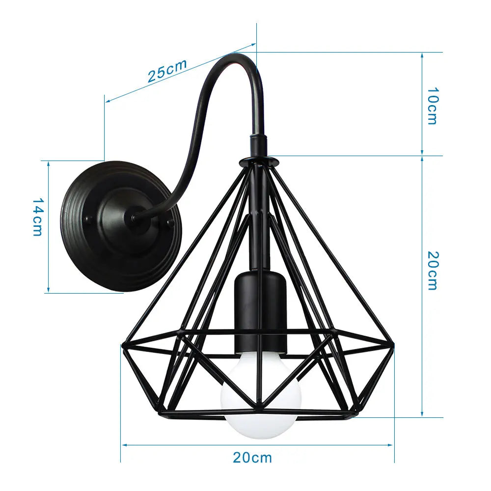 DecorBites™ Iron Cage Guard Wall Sconce Vintage LED Light for Indoor Lighting