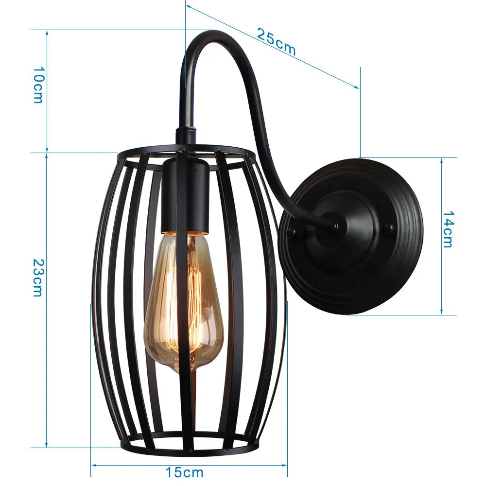 DecorBites™ Iron Cage Guard Wall Sconce Vintage LED Light for Indoor Lighting