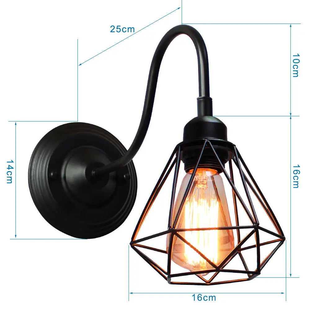 DecorBites™ Iron Cage Guard Wall Sconce Vintage LED Light for Indoor Lighting