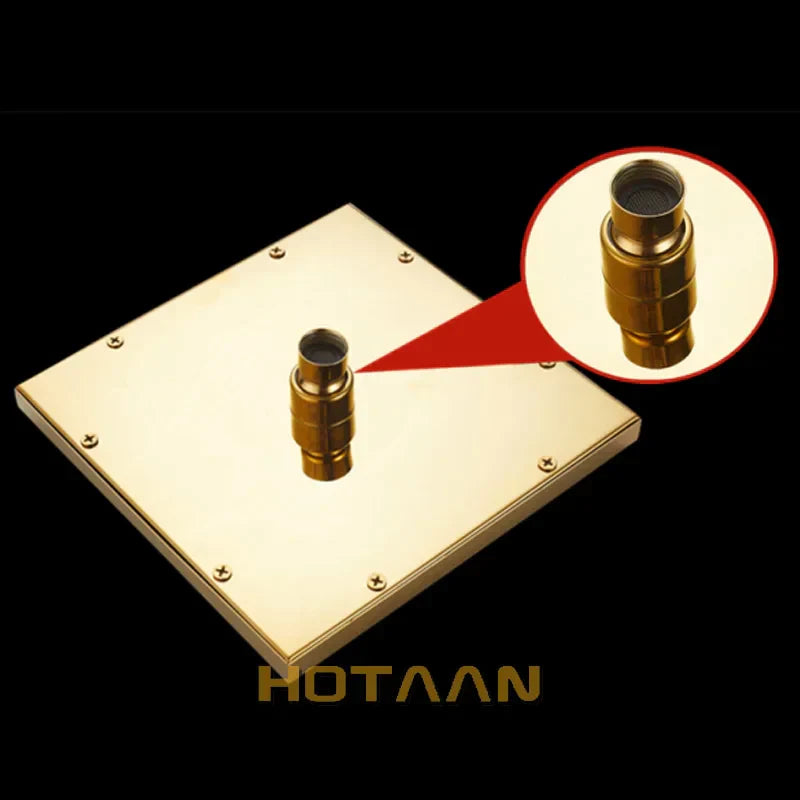 DecorBites™ Gold Square OverHead Rain Shower Head Copper Bathroom Shower