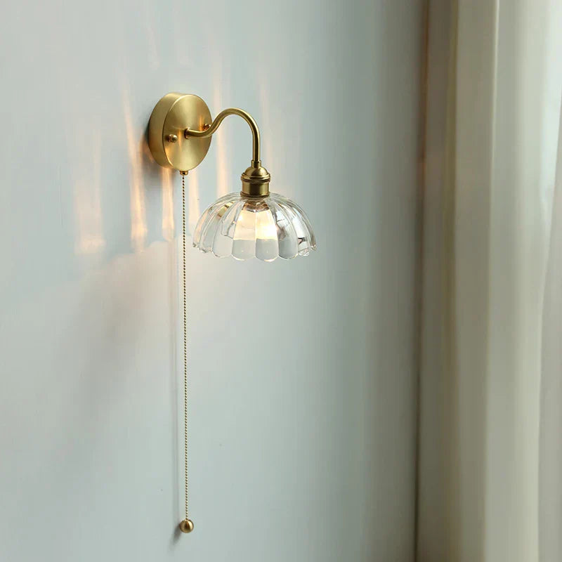 DecorBites™ Glass Copper LED Wall Lights with Pull Chain Switch for Home Bedroom Bathroom Mirror