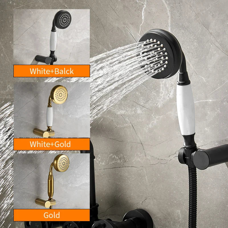 DecorBites™ Gold Bathtub Shower Set with Dual Control Wall Mount