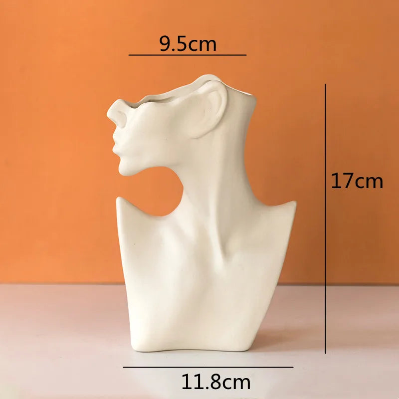 DecorBites™ Abstract Half Face Ceramic Vase Portrait Ornament Artistic Handicraft