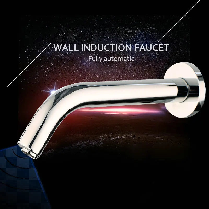 DecorBites™ Black Chrome Sensor Bathroom Sink Mixer Tap Faucet – Wall Mount Automatic Touch