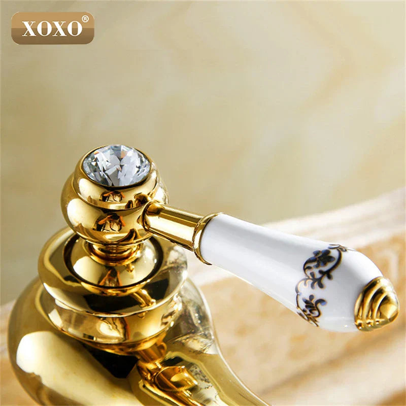 DecorBites™ Bathroom Basin Faucet Deck Mounted Hot Cold Mixer 50045GT