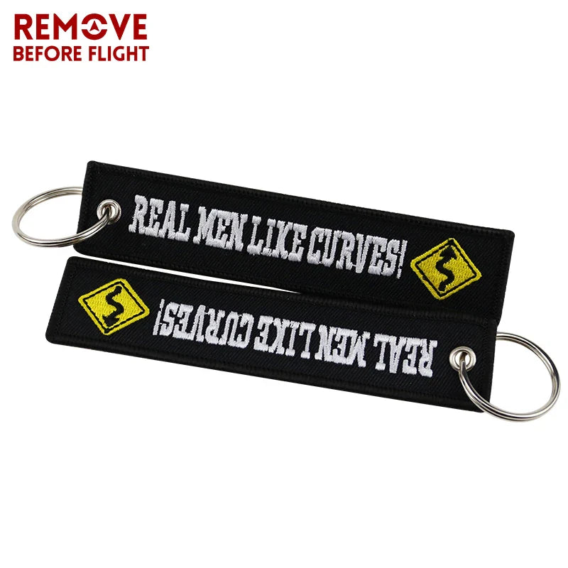 Motorcycle Keychain with Embroidery | Real Men Like Curves Keyring