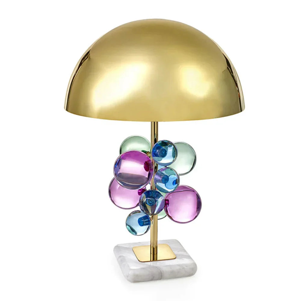 DecorBites™ Crystal Bubble LED Desk Lamp - Art Deco Style, Clear Colorized, Marble Base