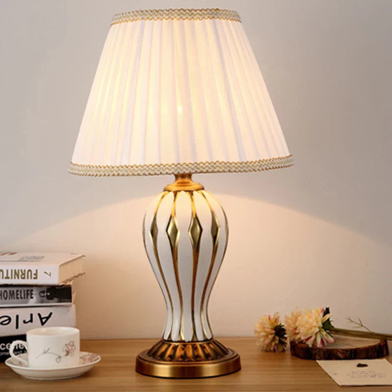 DecorBites™ Hand Painted Antique Blue Ceramic Desk Lamp