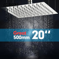 DecorBites™ 20" Chrome Brass Square Rain Shower Head - Wall Mounted Bathroom Shower Head