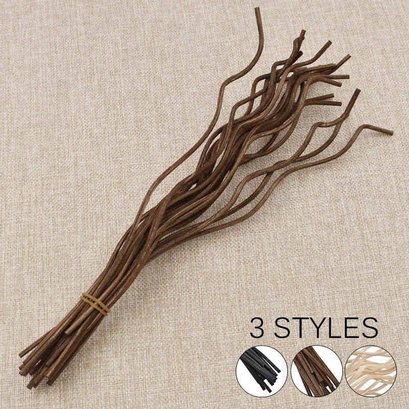 20Pcs Long Wavy Rattan Diffuser Sticks | Natural Reed Refills for Home Fragrance