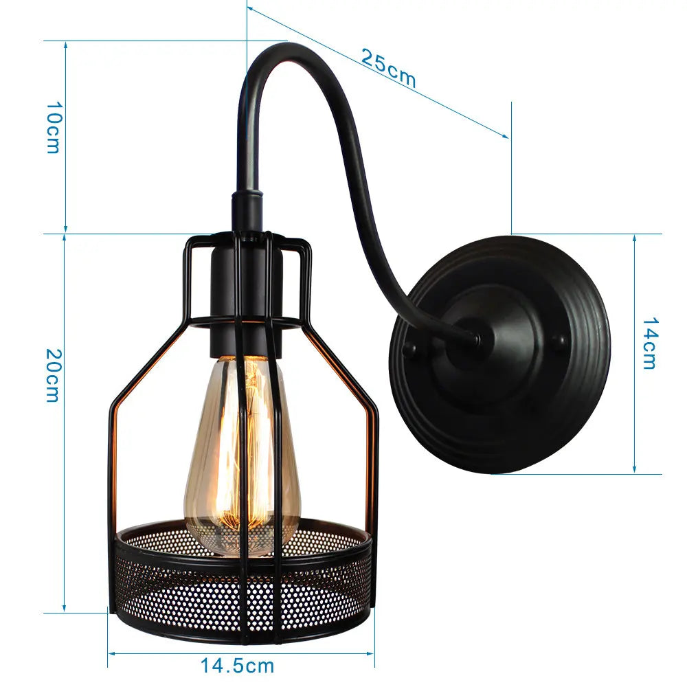 DecorBites™ Iron Cage Guard Wall Sconce Vintage LED Light for Indoor Lighting