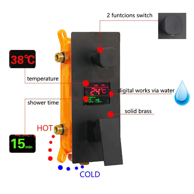 DecorBites™ Digital Display Shower Faucet Set with 3 Functions