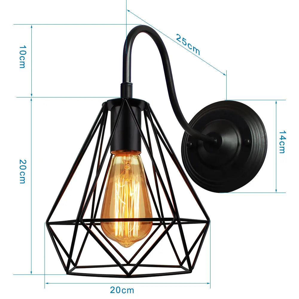 DecorBites™ Iron Cage Guard Wall Sconce Vintage LED Light for Indoor Lighting