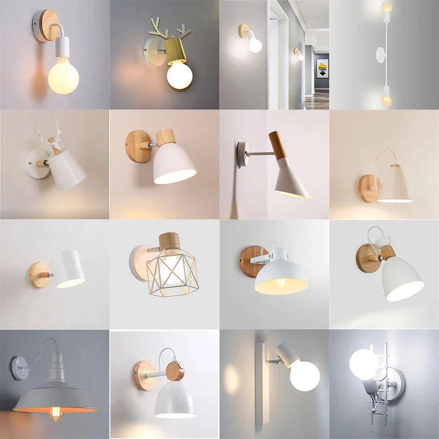 Modern wood and metal wall sconce – bedroom aisle led wood wall light