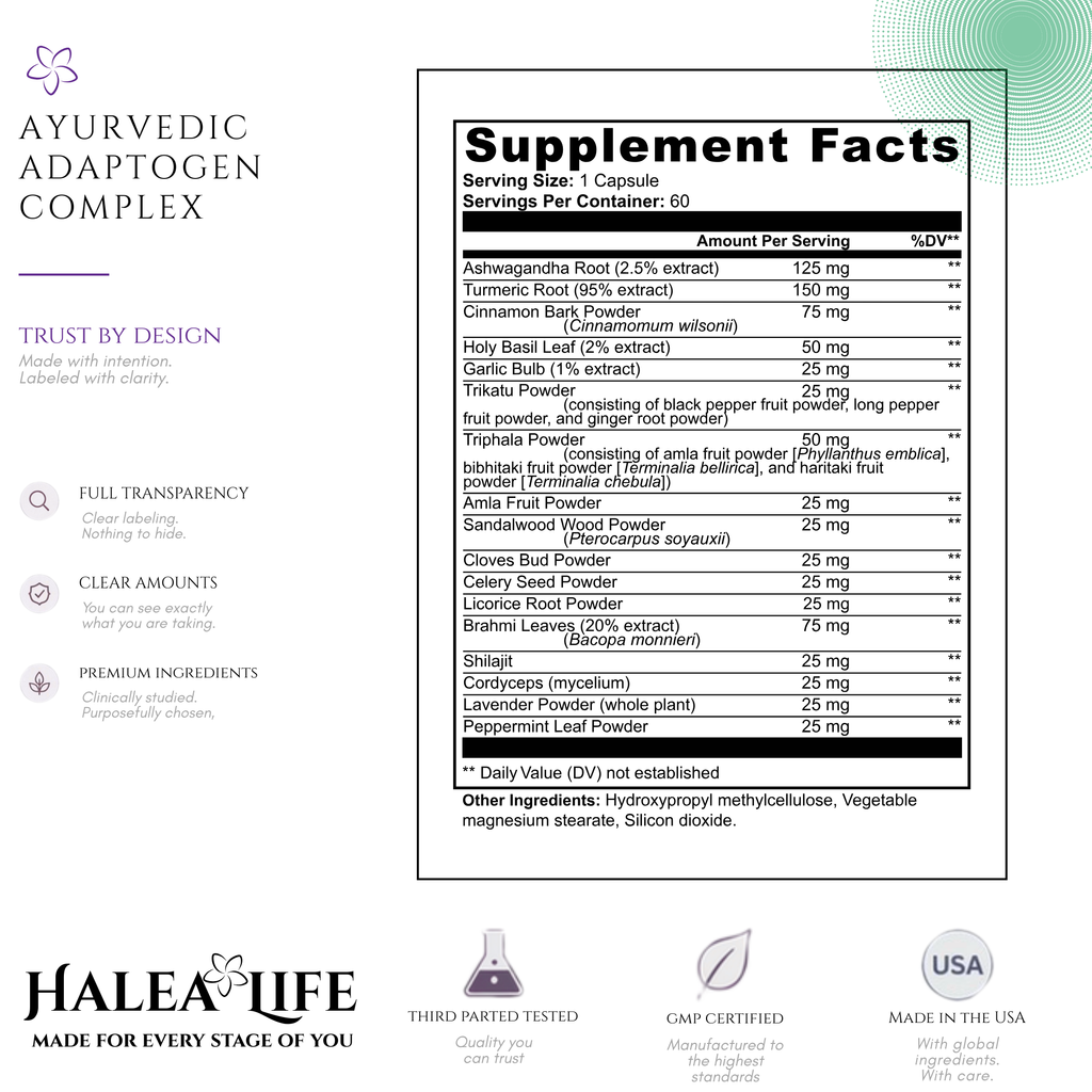 Ayurvedic Adaptogen Complex – Ashwagandha, Shilajit & Triphala