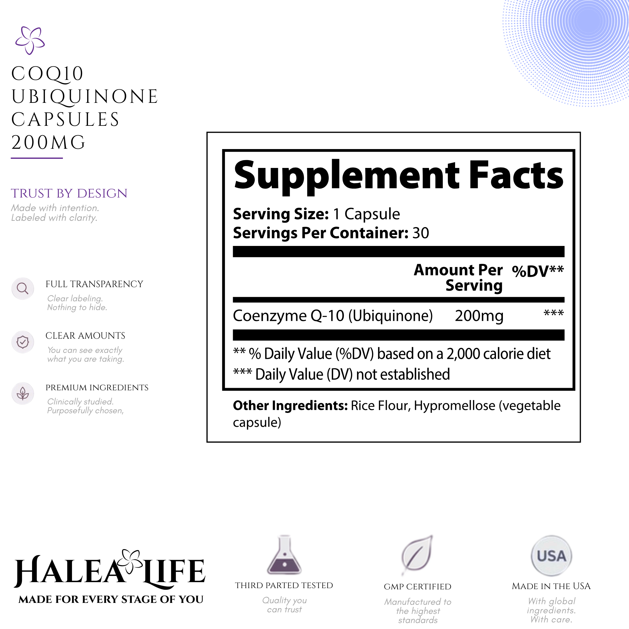CoQ10 Ubiquinone 200mg Capsules