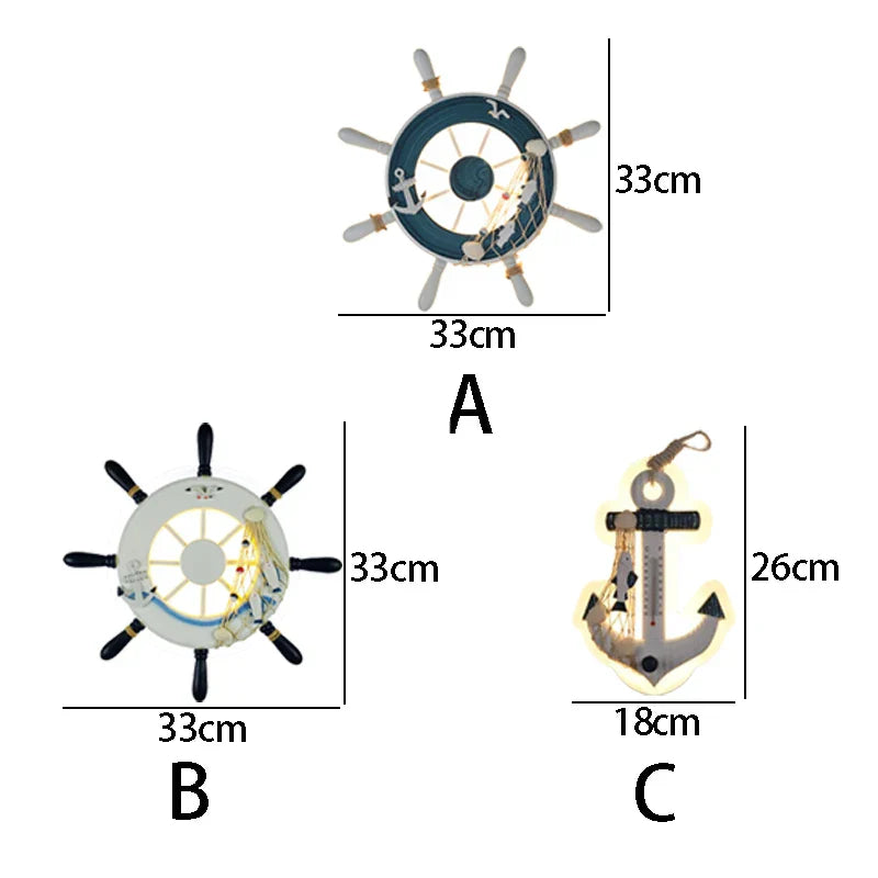 DecorBites™ Kids LED Ship Rudder Wall Light - Mediterranean Decor Ocean Theme