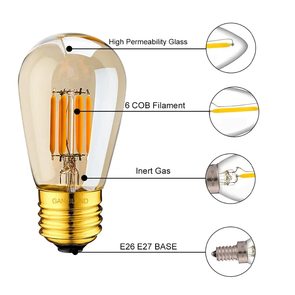 DecorBites™ LED Filament Bulb 3W ST45 Gold Dimmable E26 E27 2200K Indoor Decorative