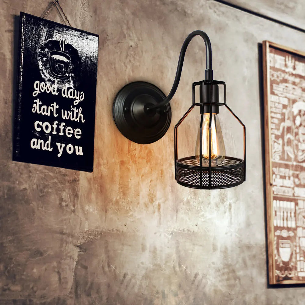 DecorBites™ Iron Cage Guard Wall Sconce Vintage LED Light for Indoor Lighting